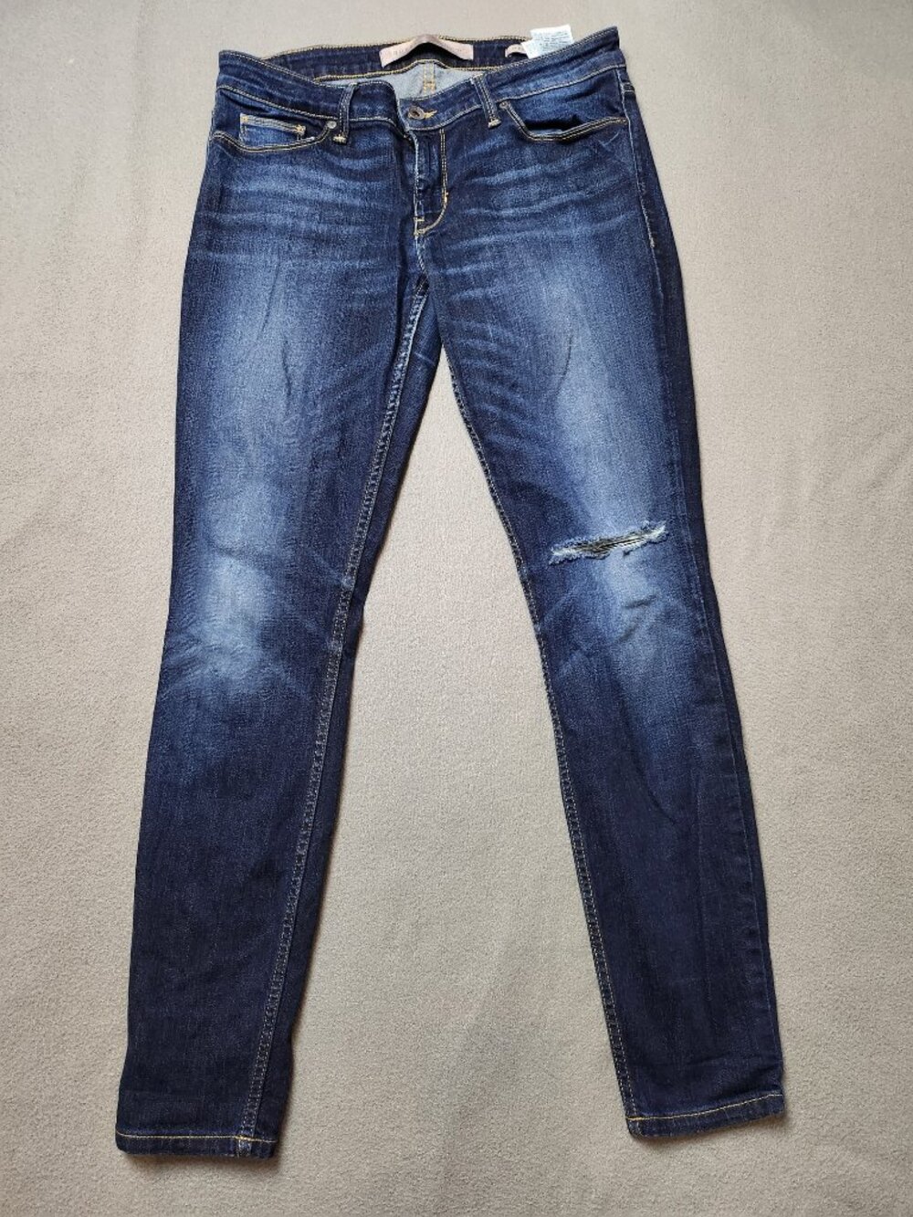 Guess Power Skinny Low Jeans Women's 30 Dark Wash Distressed Knee